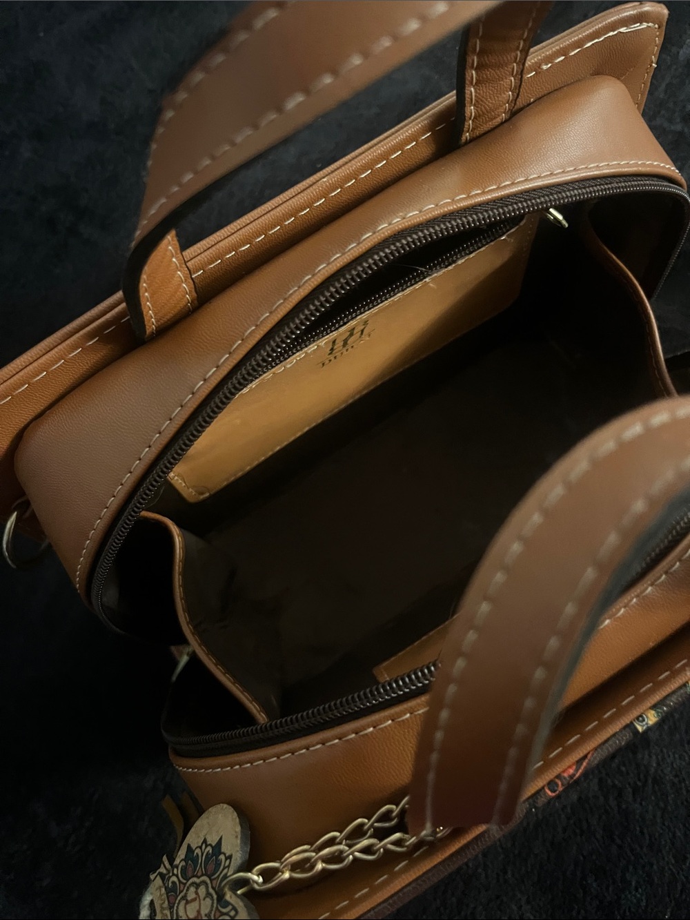 Brown Leatherette Men’s Handbag - Casual Tote